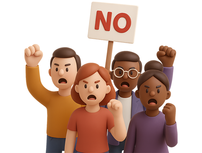 Object Sign Saying No With Group Of People